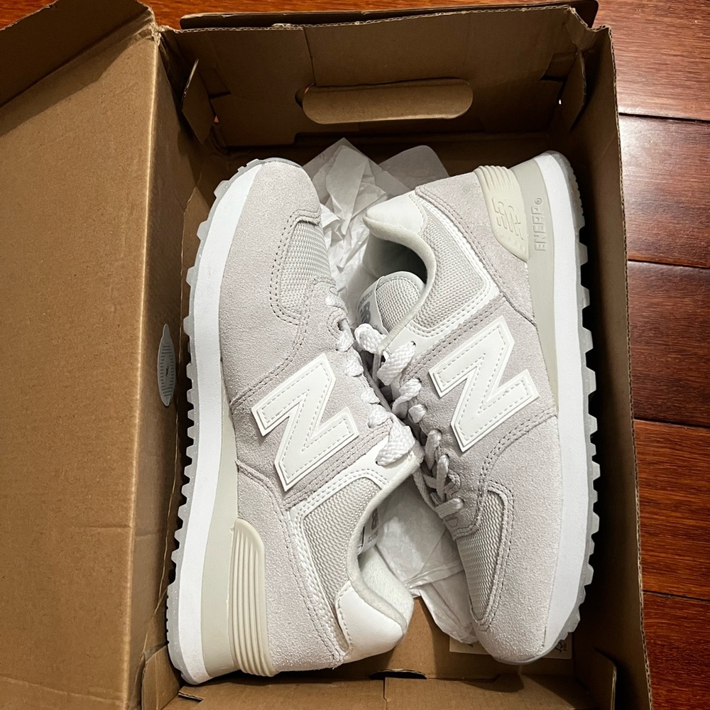 New Balance White Classic 574 Sneakers